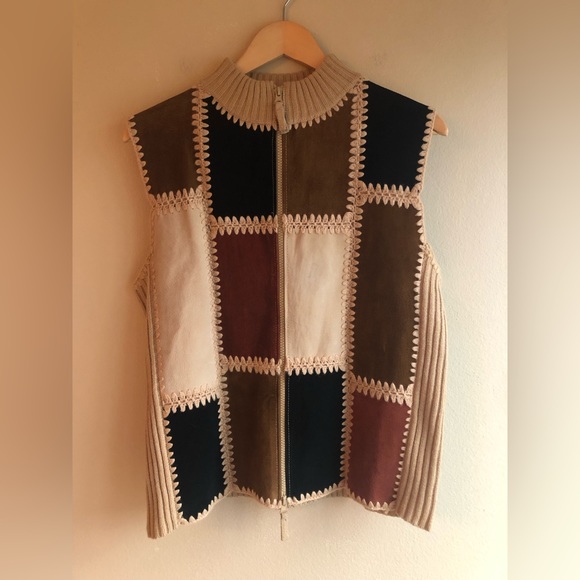 Designers Studio Original 100% Genuine Leather Brown Design Full Zip Vest Size L - Picture 1 of 12